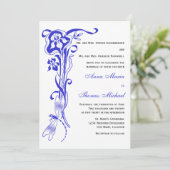 Iris & Dragonfly Royal Blue Wedding Einladung (Stehend Vorderseite)