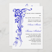 Iris & Dragonfly Royal Blue Wedding Einladung (Vorne/Hinten)