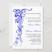 Iris & Dragonfly Royal Blue Wedding Einladung (Vorderseite)