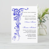 Iris & Dragonfly Royal Blue Wedding Einladung (Stehend Vorderseite)