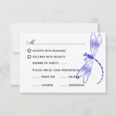 Iris & Dragonfly Royal Blue Wedding Reply RSVP Karte (Rückseite)