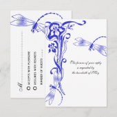 Iris & Dragonfly Royal Blue Wedding Reply RSVP Karte (Vorne/Hinten)