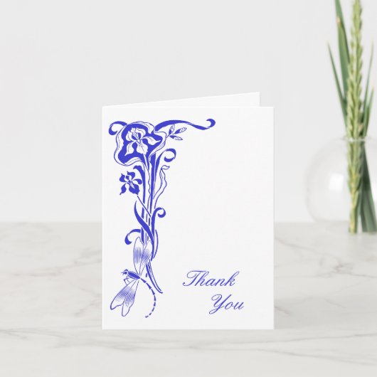 Iris & Dragonfly Vielen Dank Royal Blue Note Card Dankeskarte (Vorderseite)