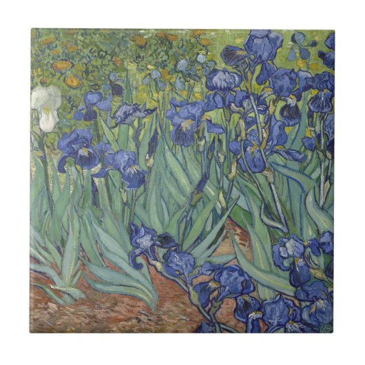 Iris durch blaue Iris-Blumen Van Gogh Fliese (Vorderseite)
