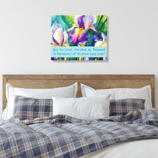 Iris Elegance Stretched Canvas Print Leinwanddruck (Insitu (Schlafzimmer))