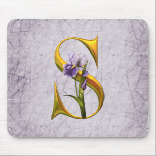 Iris-Fantasie mit Monogramm Mousepad