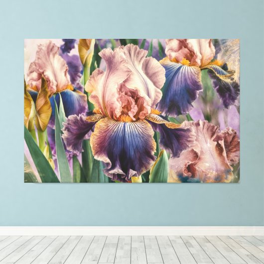 *~* IRIS Fantasy Floral TV2 Stretched Canvas Print Leinwanddruck (Insitu (Holzboden))