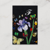 IRIS,FARBSCHÜTTERFLITTEN Schwarze Blütenmonogramm Visitenkarte (Rückseite)