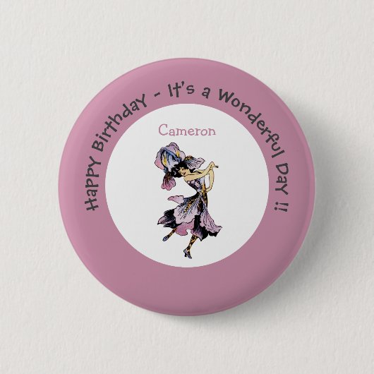 Iris - Fleur-de-Lis Whimsical Blume Party Supply Button (Vorderseite)