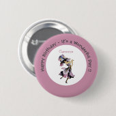 Iris - Fleur-de-Lis Whimsical Blume Party Supply Button (Vorne & Hinten)