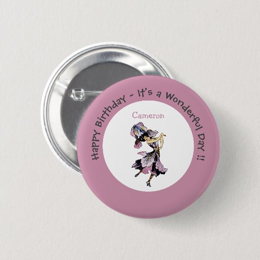 Iris - Fleur-de-Lis Whimsical Blume Party Supply Button (Vorne & Hinten)