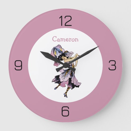 Iris - Fleur-de-Lis Whimsical Blume Party Supply Große Wanduhr (Vorderseite)