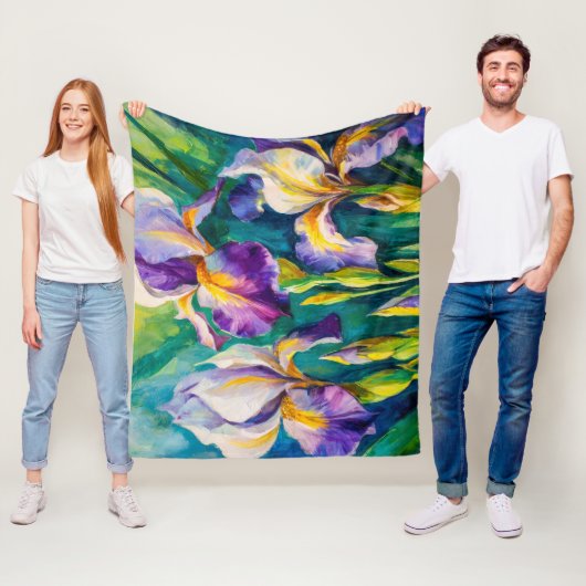 Iris Floral Acrylmalerei Fleecedecke (Beispiel)