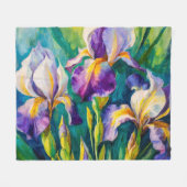 Iris Floral Acrylmalerei Fleecedecke (Vorderseite (Horizontal))