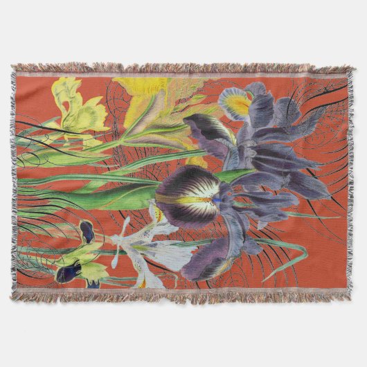 Iris Floral Fantasy Red 2.0 Decke (Vorderseite)