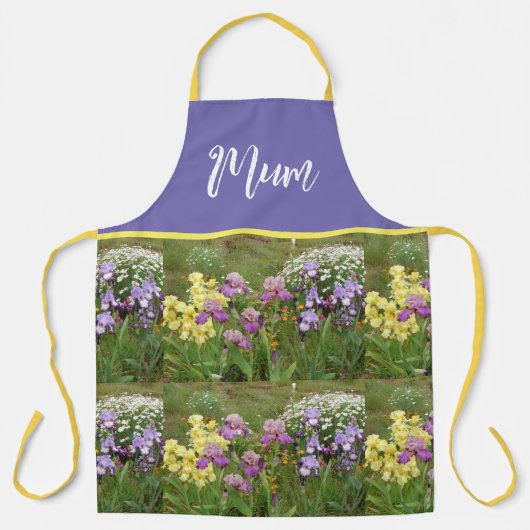 Iris Floral Lila Blumengarten Muster Schürze (Vorderseite)