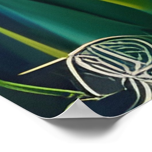 Iris Floral Lila und goldblaugrüne Blätter Poster (Ecke)