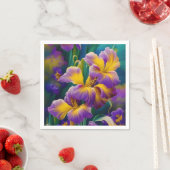 Iris Floral Lila und goldblaugrüne Blätter Serviette (Beispiel)