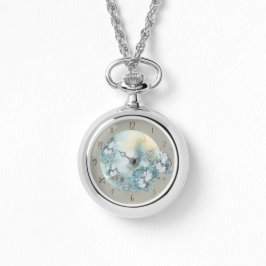 Iris Floral Moon Necklace Watch Armbanduhr