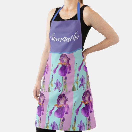 Iris Floral Shabby Chic Lila Aqua Türkis Schürze (InSitu)