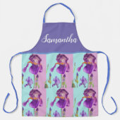 Iris Floral Shabby Chic Lila Aqua Türkis Schürze (Vorderseite)