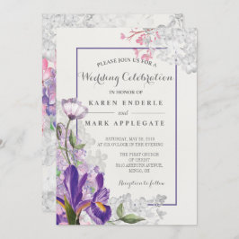 Iris Floral Spring Wedding Einladung