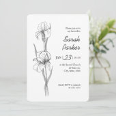 Iris Flower Celebration of Life Memorial Card Einladung (Stehend Vorderseite)