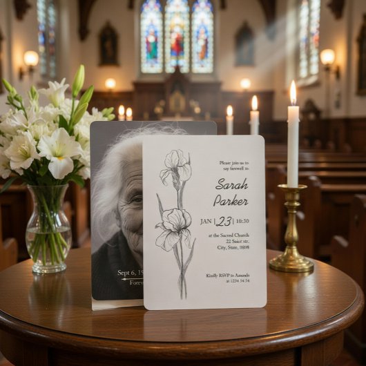 Iris Flower Celebration of Life Memorial Card Einladung