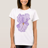 Iris Flower Purple Line Art T-Shirt (Vorderseite)