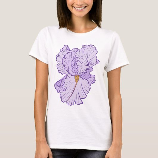 Iris Flower Purple Line Art T-Shirt (Vorderseite)