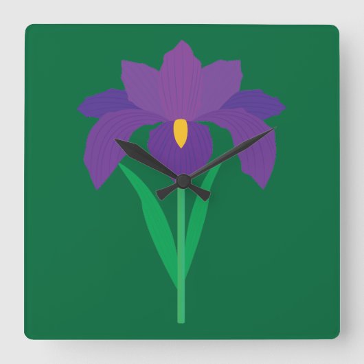 Iris Flower Quadratische Wanduhr (Vorderseite)