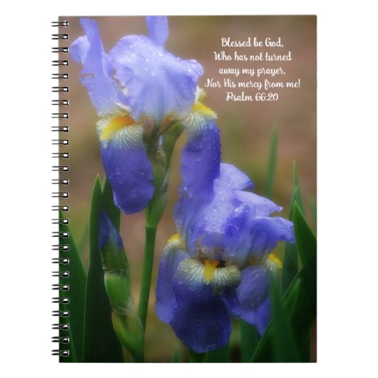 Iris Flowers in Rain Bible Verse Prayer Journal Notizblock (Vorderseite)