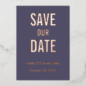 Iris Foto Overlay Save the Date Rose Gold Folieneinladung (Vorderseite)