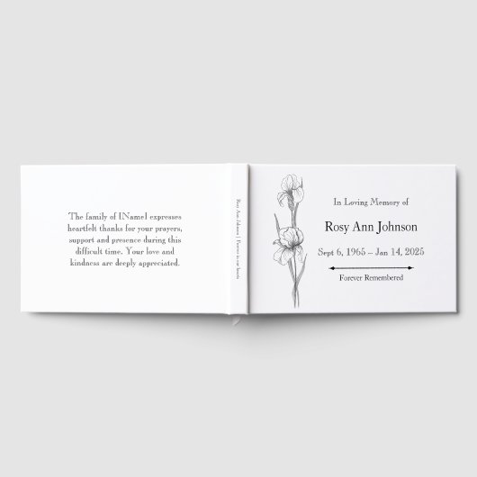 Iris Funeral Guest Book - In Love Memory Gästebuch (Voll)