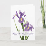 Iris Garden Daughter Birthday Karte<br><div class="desc">Zwei schöne Louisiana-Irises schmücken die Vorderseite dieser Geburtstagskarte. Die mit Pastellfarben gezeichnet lila Irises schaffen ein zartes und auffälliges Design, um Ihre Tochter zu ehren. Die Worte "Happy Birthday, Daughter" sind vorne geschrieben. Das Innere hat eine süße Stimmung, die Sie entweder behalten oder anpassen können. Machen Sie mit dieser eleganten...</div>