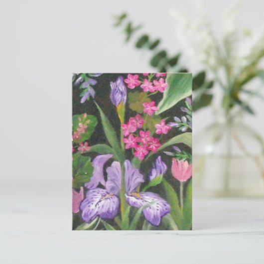 Iris Garden Post Card Postkarte (Stehend Vorderseite)