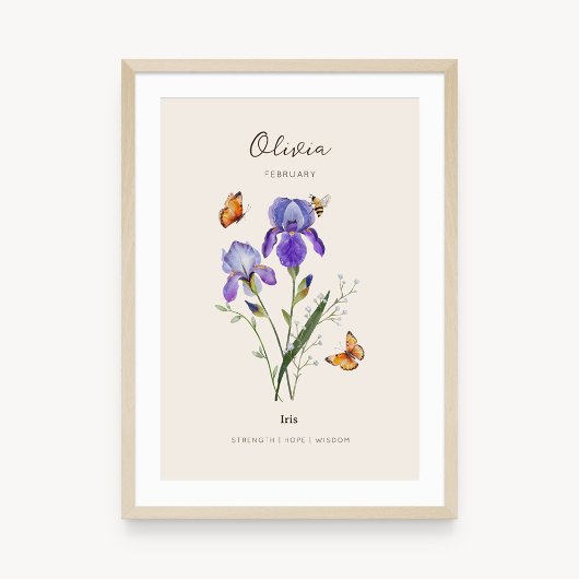 Iris-Geburtsmonats-Blumenposter Poster