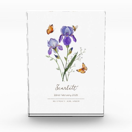 Iris-Geburtsmonatsblume Fotoblock (Vorderseite)