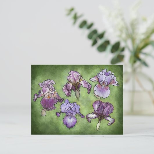 Iris im Lila Postkarte (Stehend Vorderseite)