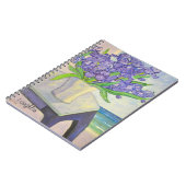 Iris in Vase By Window Notebook Notizblock (Linke Seite)