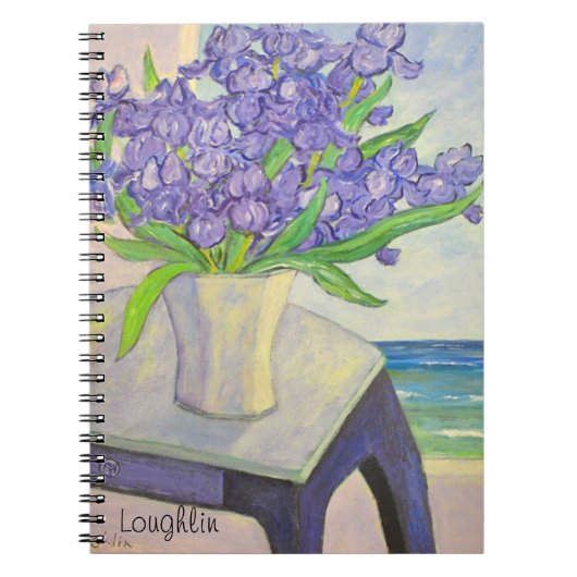 Iris in Vase By Window Notebook Notizblock (Vorderseite)