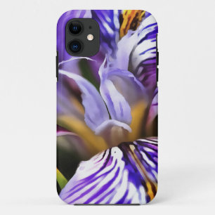 Iris in Violet Lilac und Lila botanische Kunst iPhone 11 Hülle