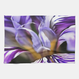 Iris in Violet Lilac und Lila botanische Kunst Küchentuch