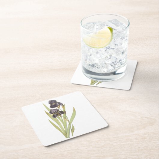 Iris (Iris germanica) von Redouté Rechteckiger Pappuntersetzer (Vor Ort)