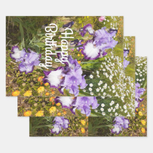 Iris Iris Lila Blume Floral Lavender Geschenkpapier Set