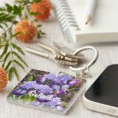 Iris Iris Lila Blume Floral Womans Name Schlüsselanhänger (Vorderseite rechts)