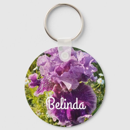 Iris Iris Lila Blume Floral Womans Name Schlüsselanhänger (Vorderseite)