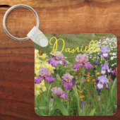 Iris irises blumengeschmückte Blume Hütte Garden G Schlüsselanhänger (Vorderseite)