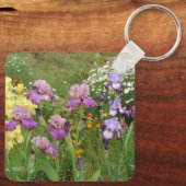 Iris irises blumengeschmückte Blume Hütte Garden G Schlüsselanhänger (Rückseite)