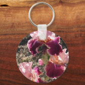 Iris Irises Maroon Pink Blume Floral Womans Name Schlüsselanhänger (Rückseite)